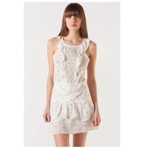 Maje White Ruffled Mini Dress